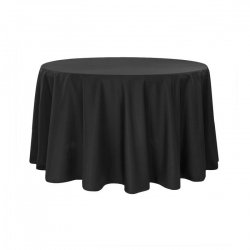 132 Round Black Linen Linens