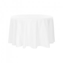 108 Round White Linen Linens