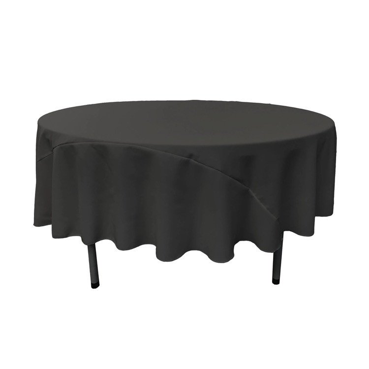 90 Round Black Linen