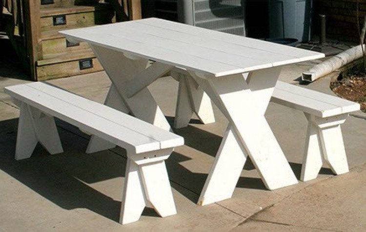 White picnic table with benches hot sale